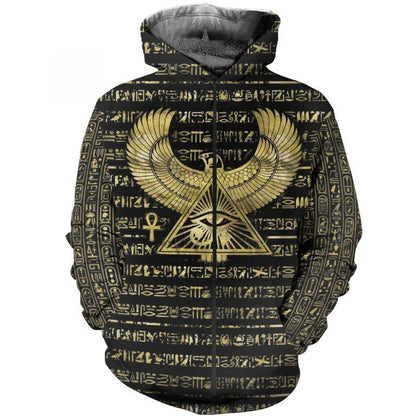 3D Printed Egyptian Eye of Horus and Hieroglyphs Clothes Shirt Hoodie MP120302-Apparel-MP-Zipped Hoodie-S-Vibe Cosy™