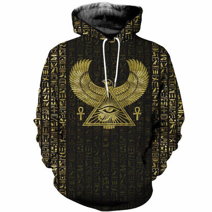 3D Printed Egyptian Eye of Horus and Hieroglyphs Clothes-Apparel-MP-Hoodie-S-Vibe Cosy™