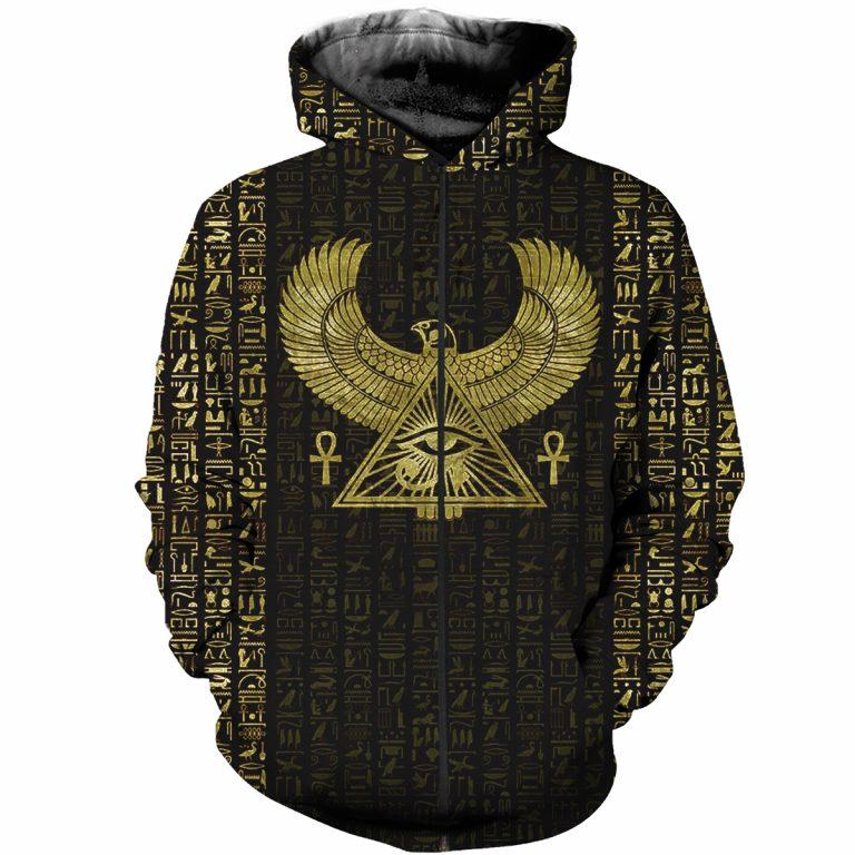 3D Printed Egyptian Eye of Horus and Hieroglyphs Clothes TA011-Apparel-TA-Zipped Hoodie-S-Vibe Cosy™
