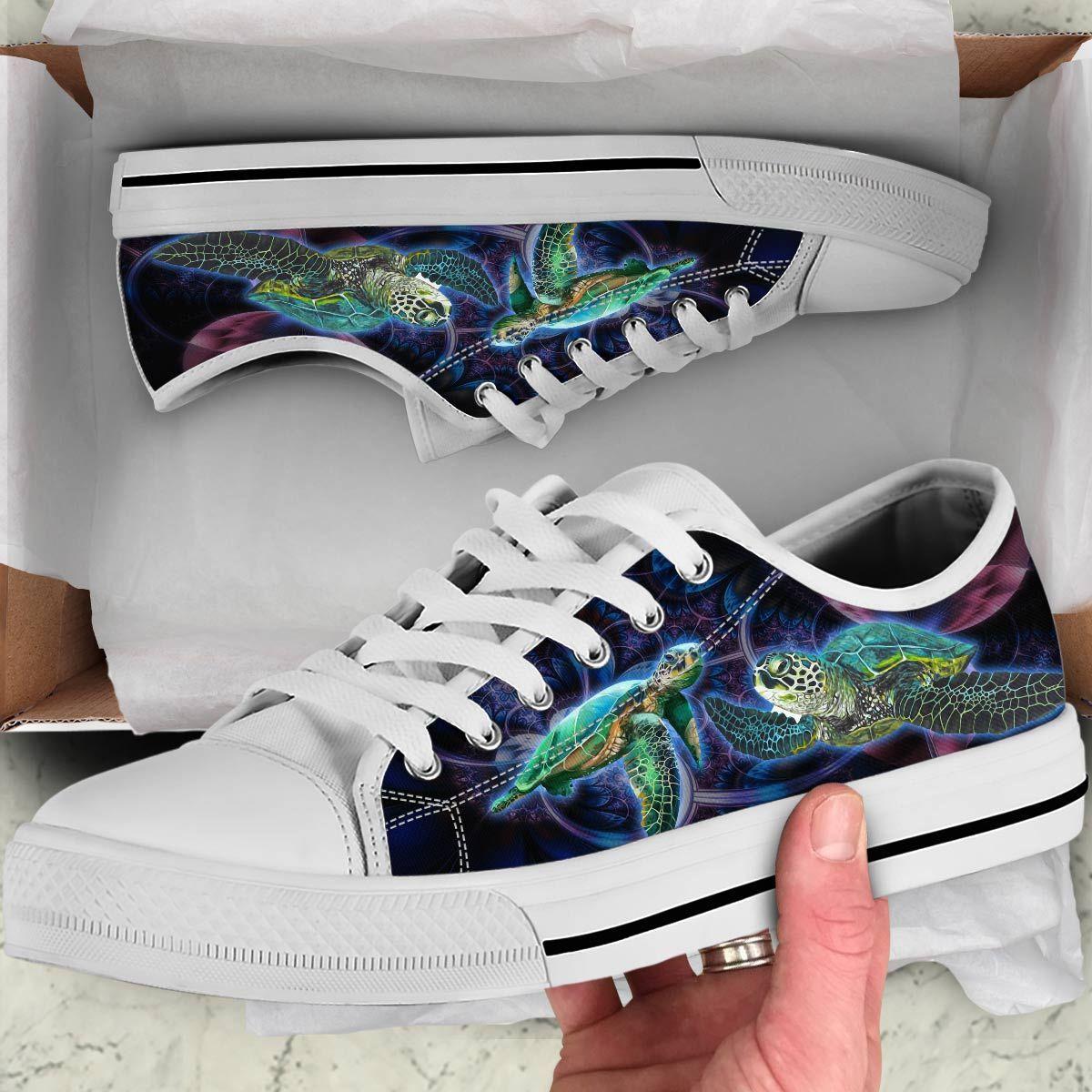 Galaxy Turtle Low Top Shoes TA030629-TA-Unisex Low Top Canvas Shoes-White-EU36 (US6)-Vibe Cosy™