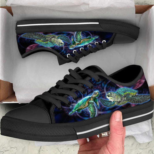 Galaxy Turtle Low Top Shoes TA030629-TA-Unisex Low Top Canvas Shoes-Black-EU36 (US6)-Vibe Cosy™