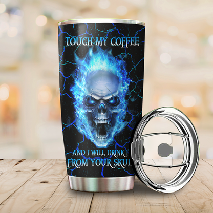 Customize Name Blue Skull Steel Tumbler