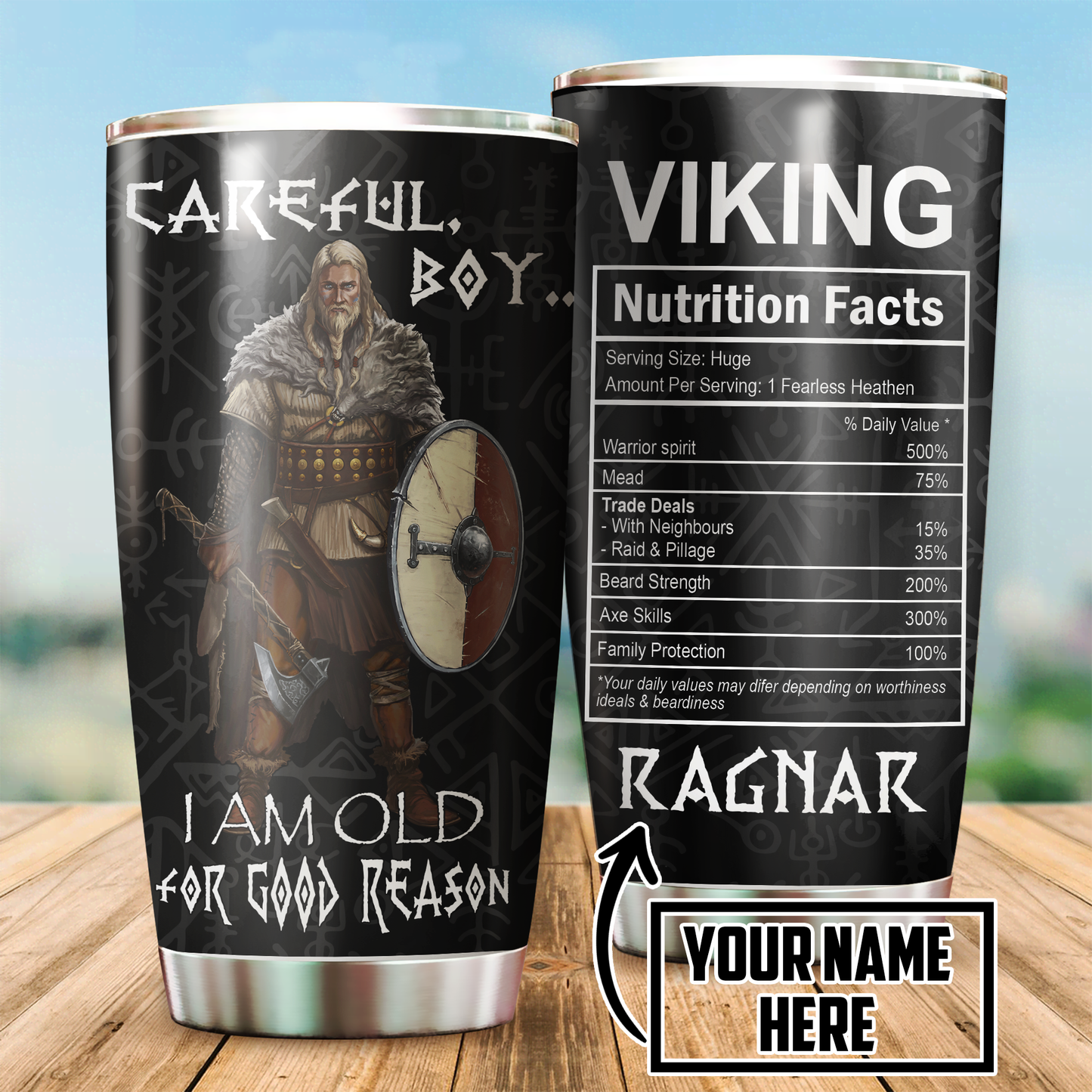 Customized Name Viking Steel Tumbler