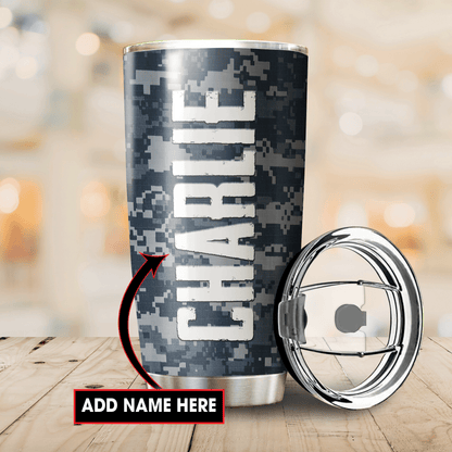 Customize Name United States Navy Veteran Steel Tumbler