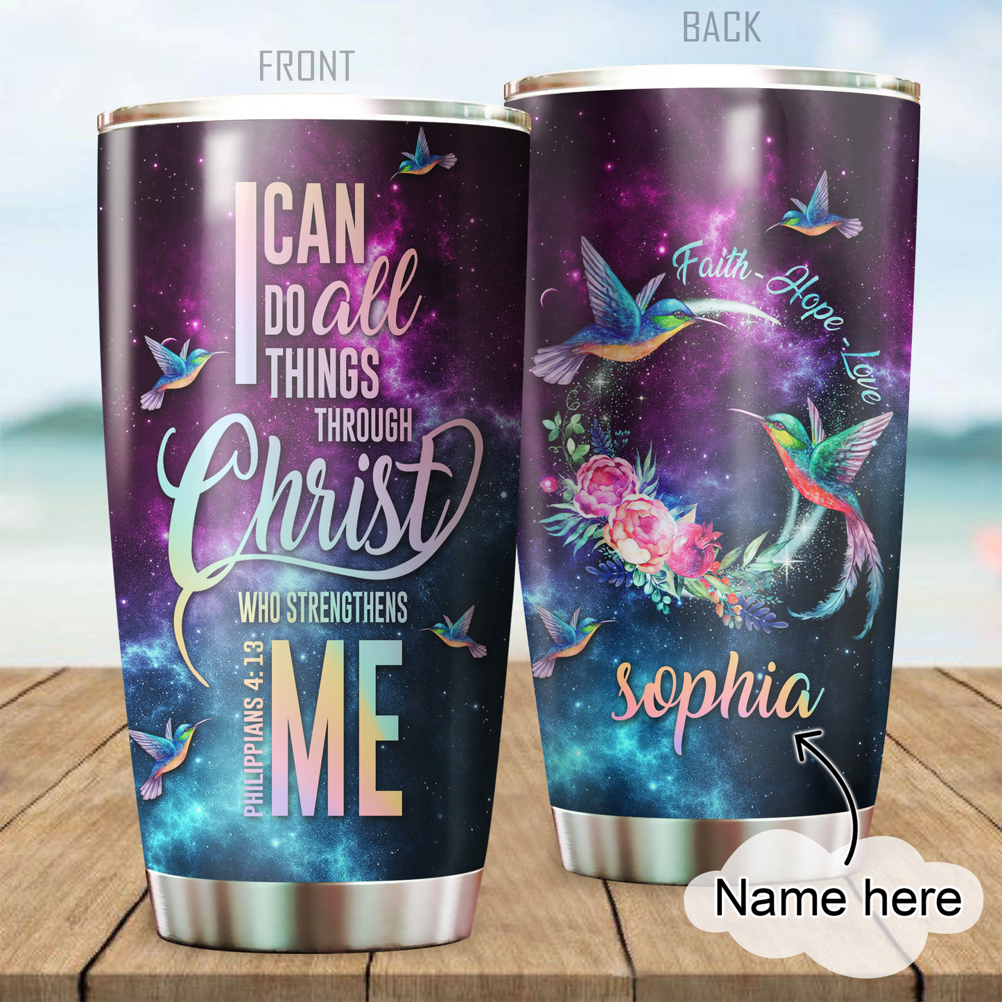 Custom Name XT Hummingbird Stainless Steel Tumbler