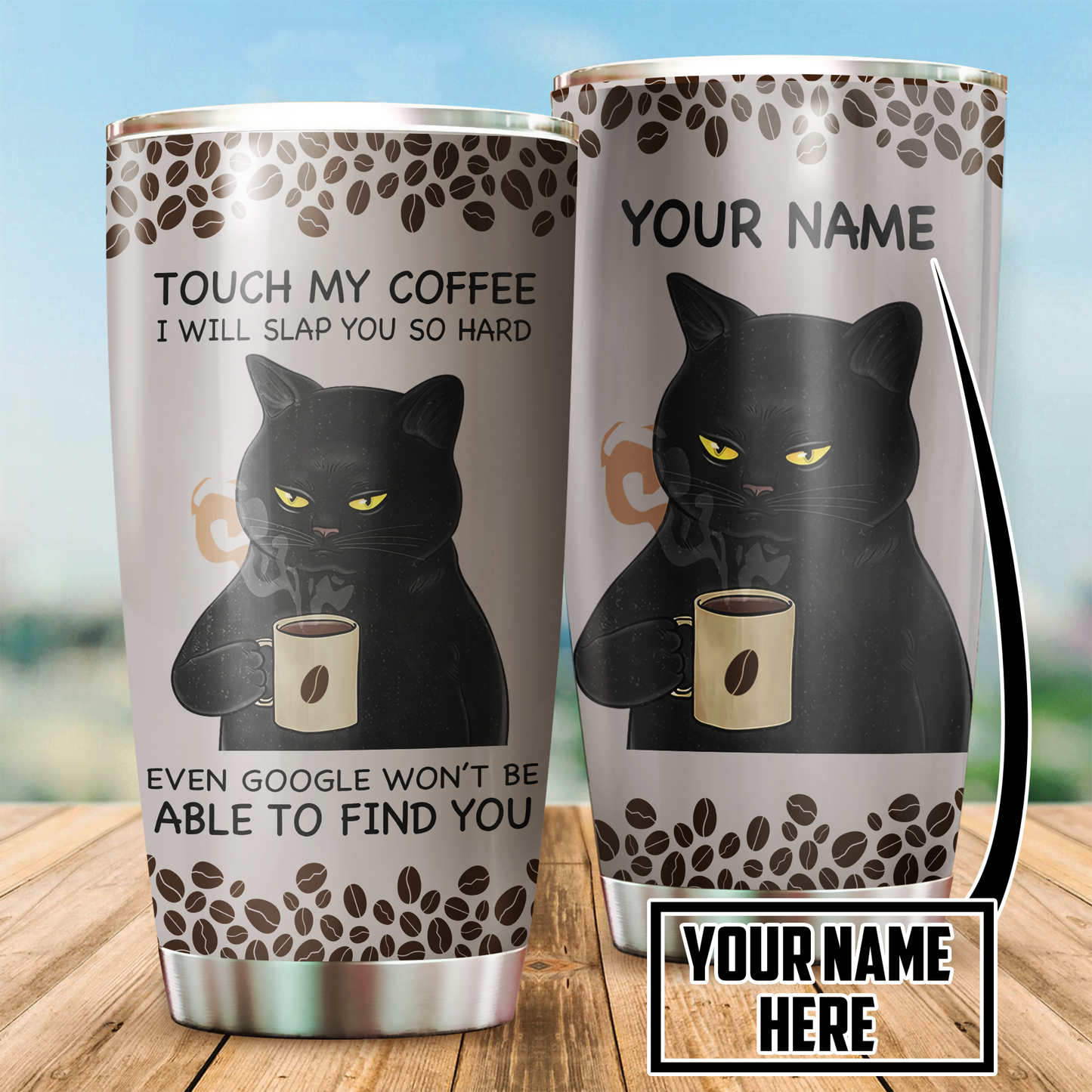 Customize Name  Black Cat Steel Tumbler DA24052105