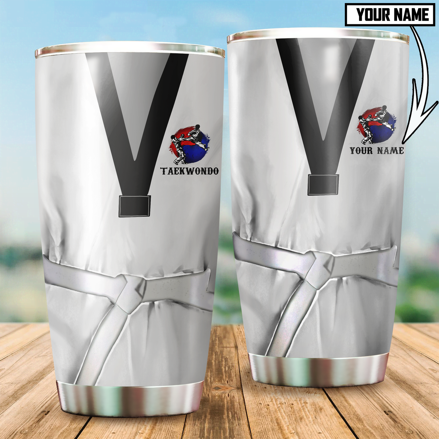 Customize Name Teakwondo Steel Tumbler For Men And Women