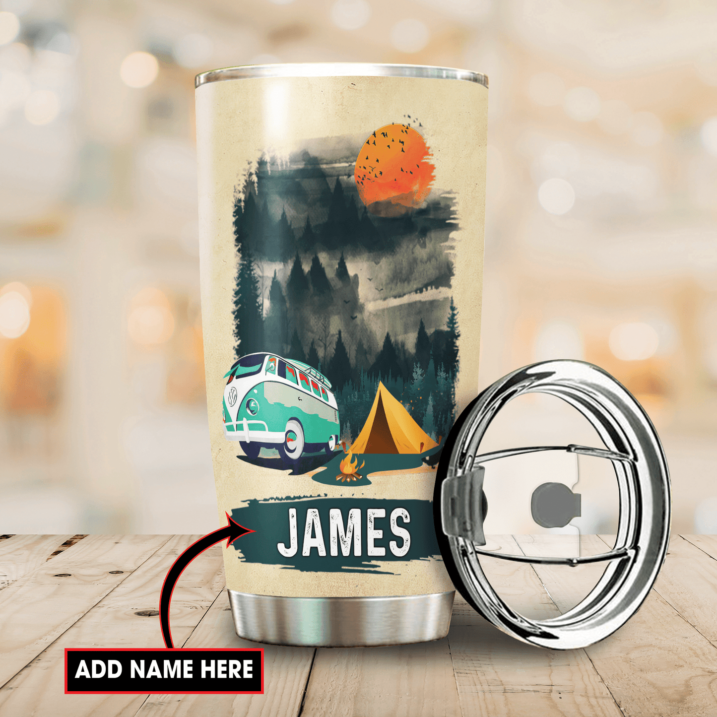 Customize name Camping Steel Tumbler