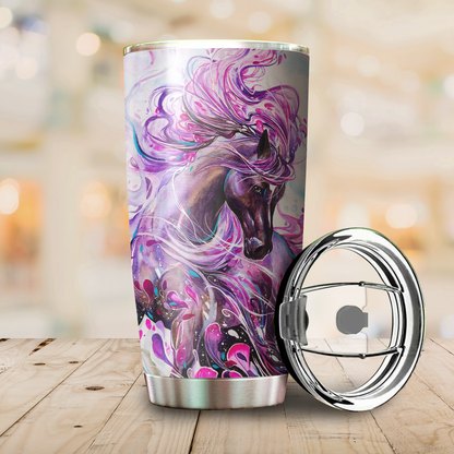 Customize Name Beautiful Horse Steel Tumbler
