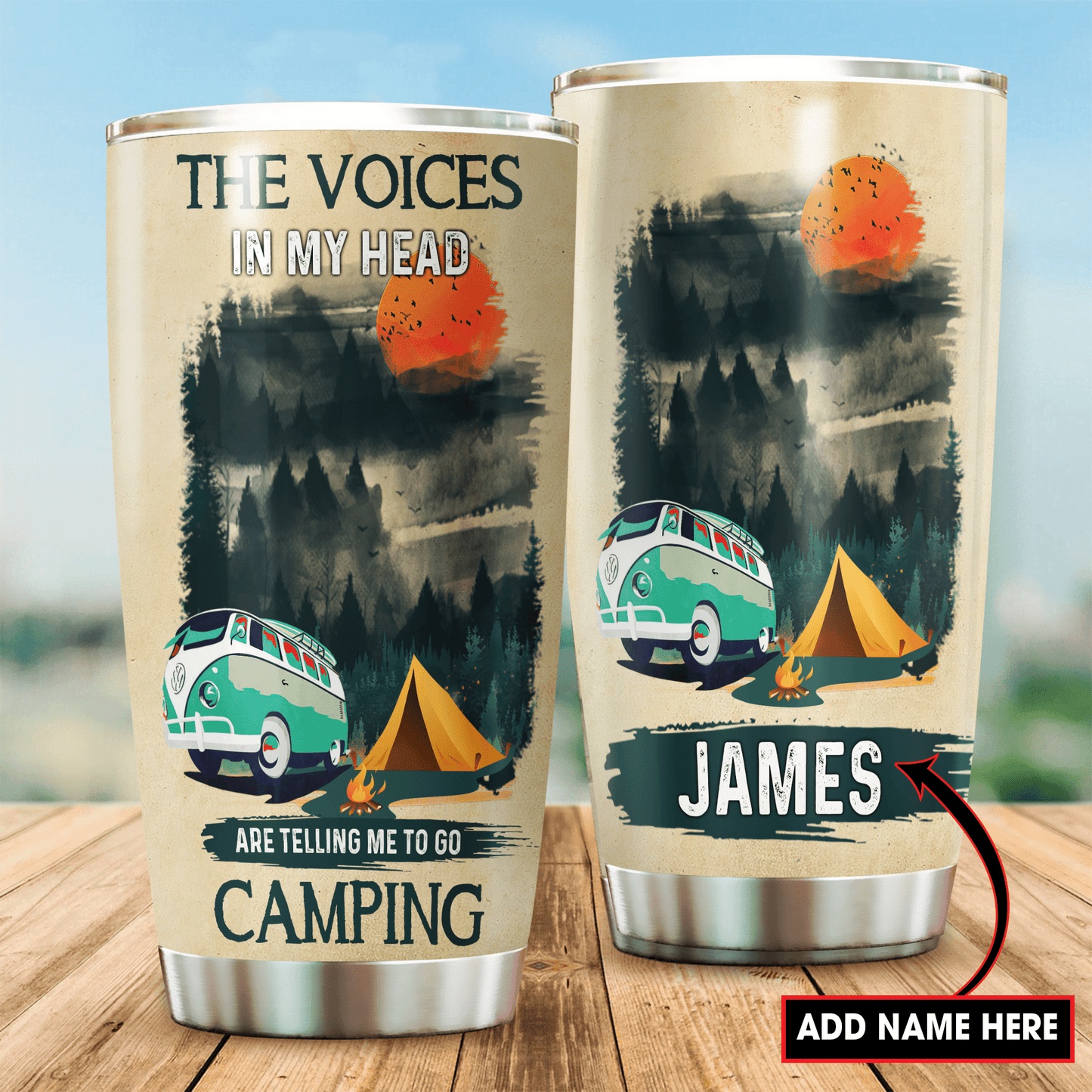 Customize name Camping Steel Tumbler