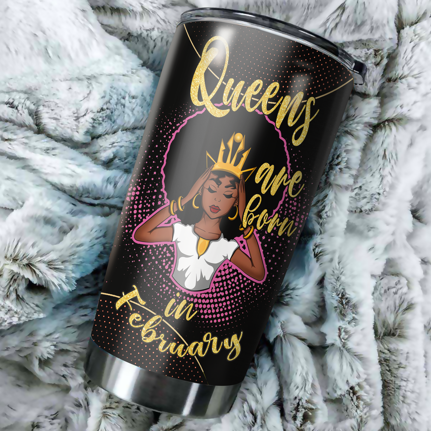 Customize Name Black Queen Are Born in February Tumbler