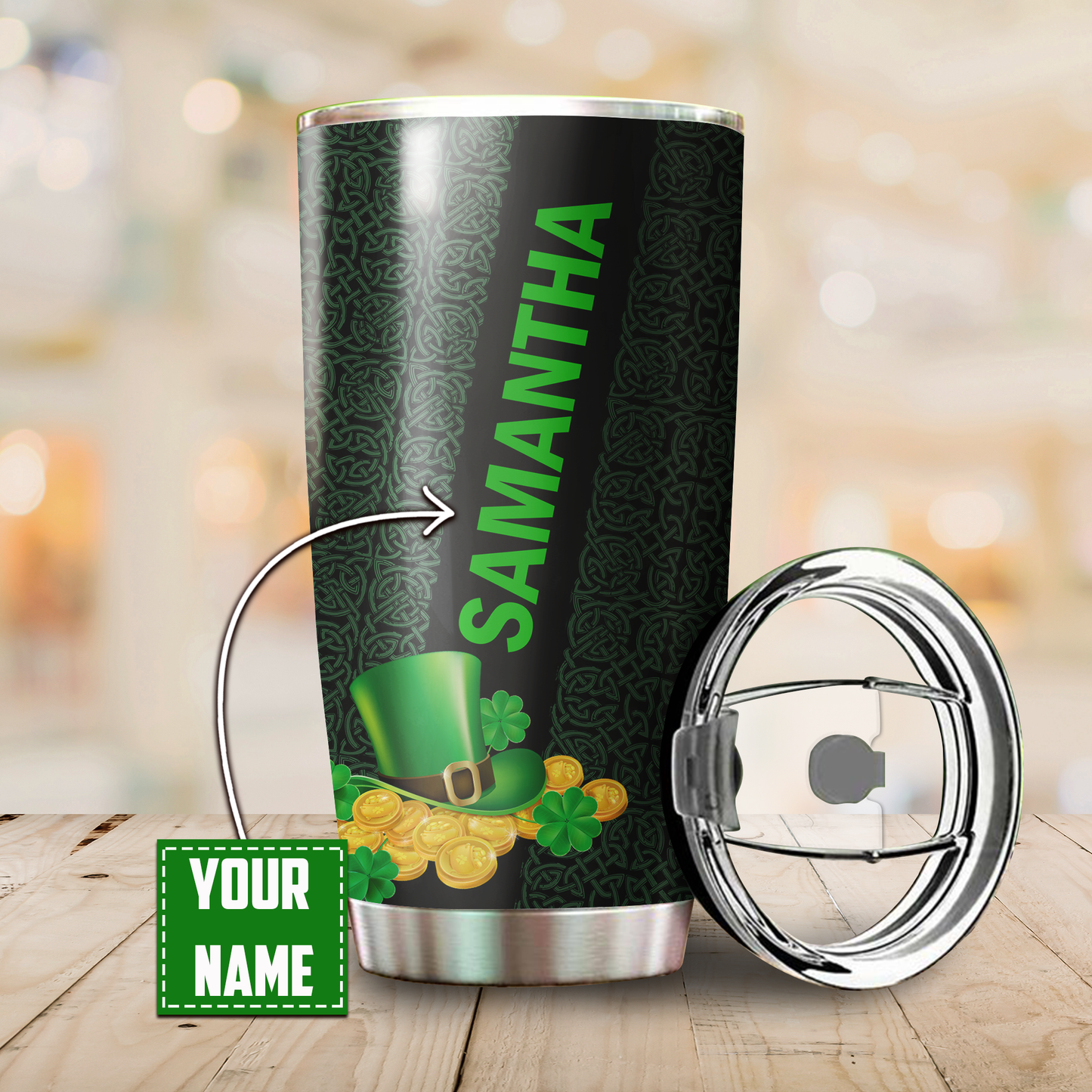 Irish Black Girl Stainless Steel Tumbler  Custom Name XT