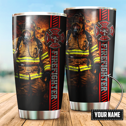 Personalized Brave Firefighter Customize Name Stainless Steel Tumbler TNA10132003