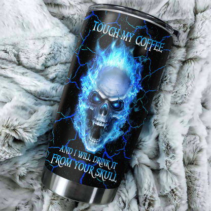 Customize Name Blue Skull Steel Tumbler