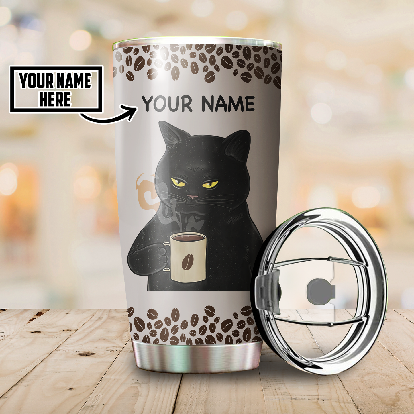 Customize Name  Black Cat Steel Tumbler DA24052105