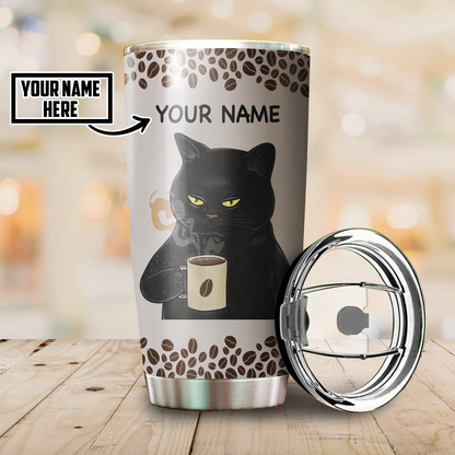 Customize Name  Black Cat Steel Tumbler DA24052105