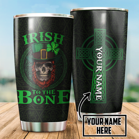 Irish Saint Patrick Day Skull Stainless Steel Tumbler  Custom Name  DA18022101 Custom Name  XT