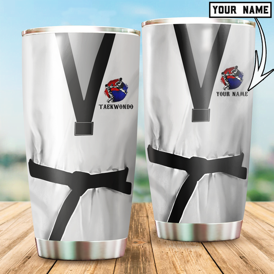 Customize Name Teakwondo Steel Tumbler For Men And Women