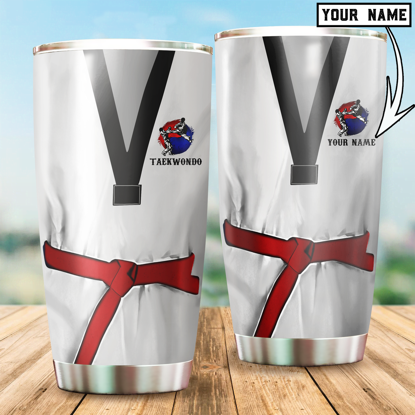 Customize Name Teakwondo Steel Tumbler For Men And Women