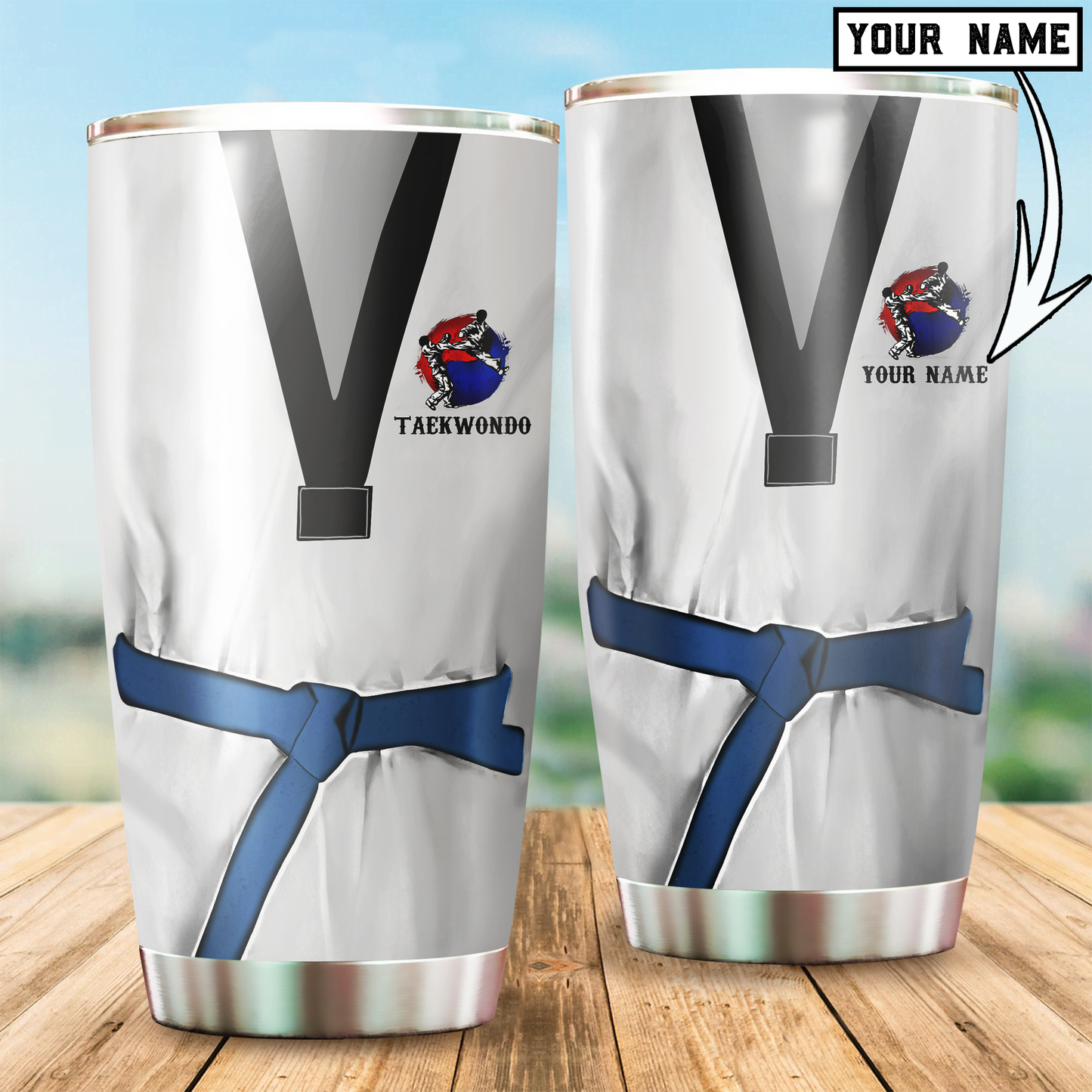 Customize Name Teakwondo Steel Tumbler For Men And Women
