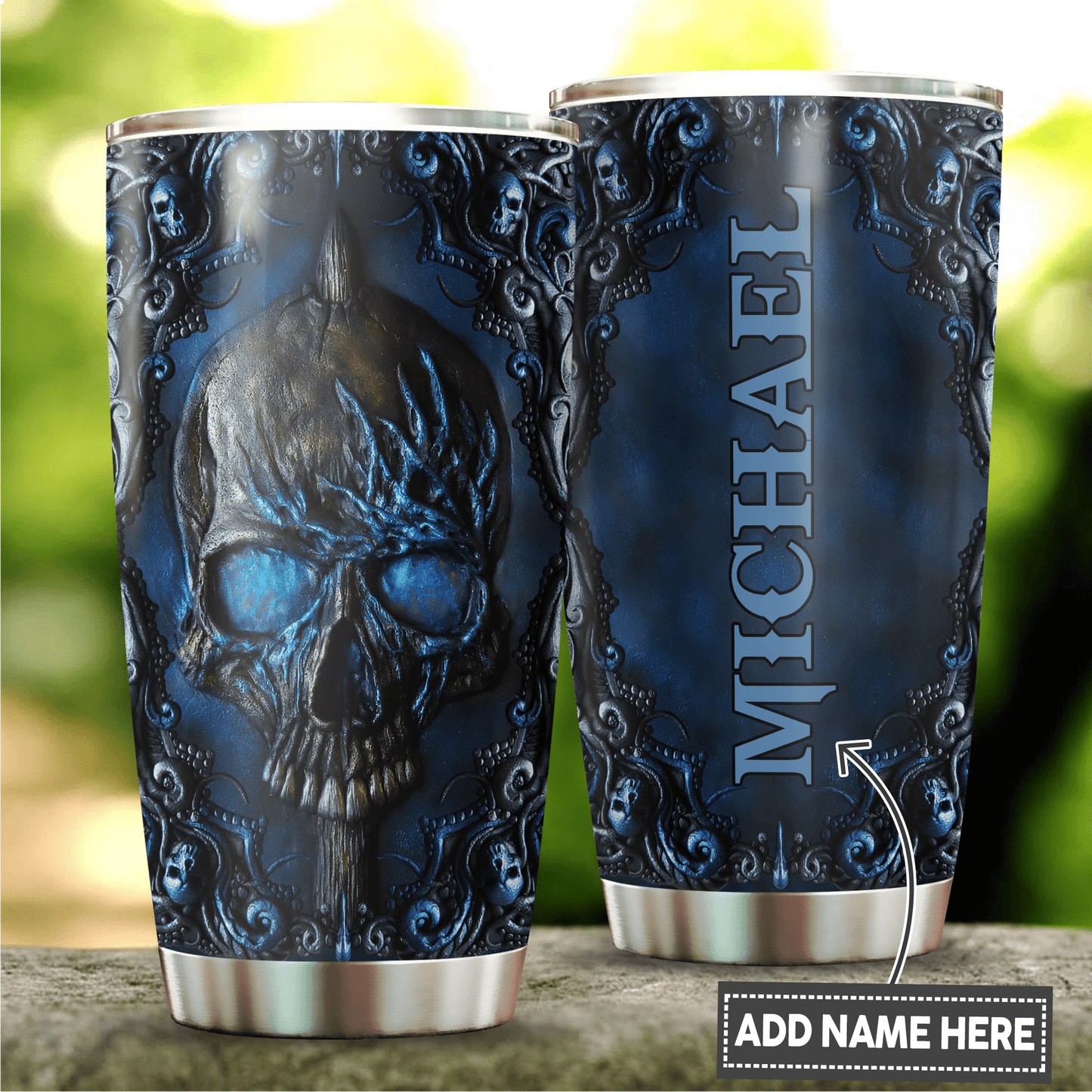 Customize Name Skull Steel Tumbler Pi17052104