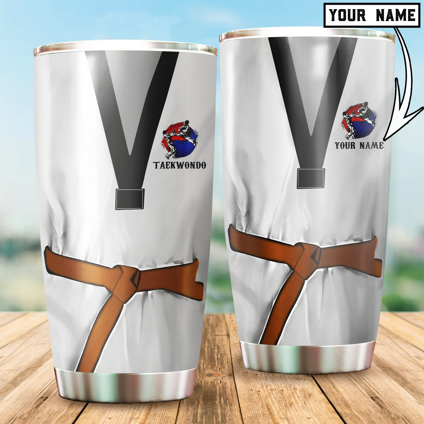 Customize Name Teakwondo Steel Tumbler For Men And Women