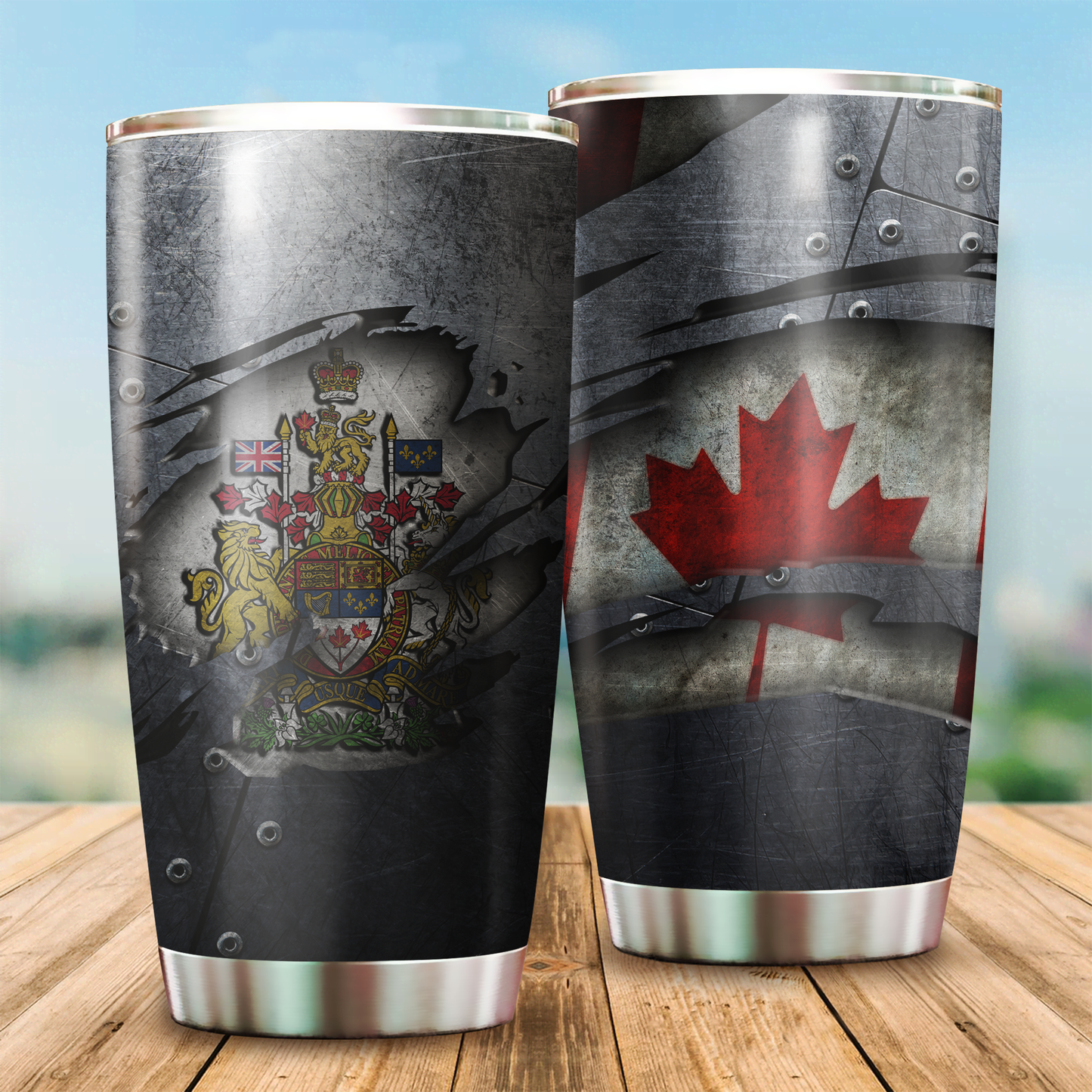 Canadian Veteran Coat of Arms Stainless Steel Tumbler SN17032103.S1