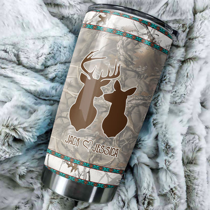 Deer Couple Custom Name Stainless Steel Tumbler 20Oz
