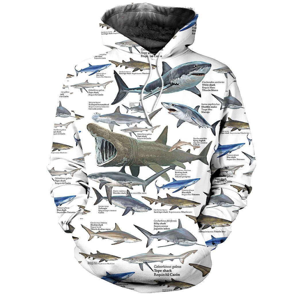 3D All Over Printed Shark Types Shirts-Apparel-HP Arts-Hoodie-S-Vibe Cosy™