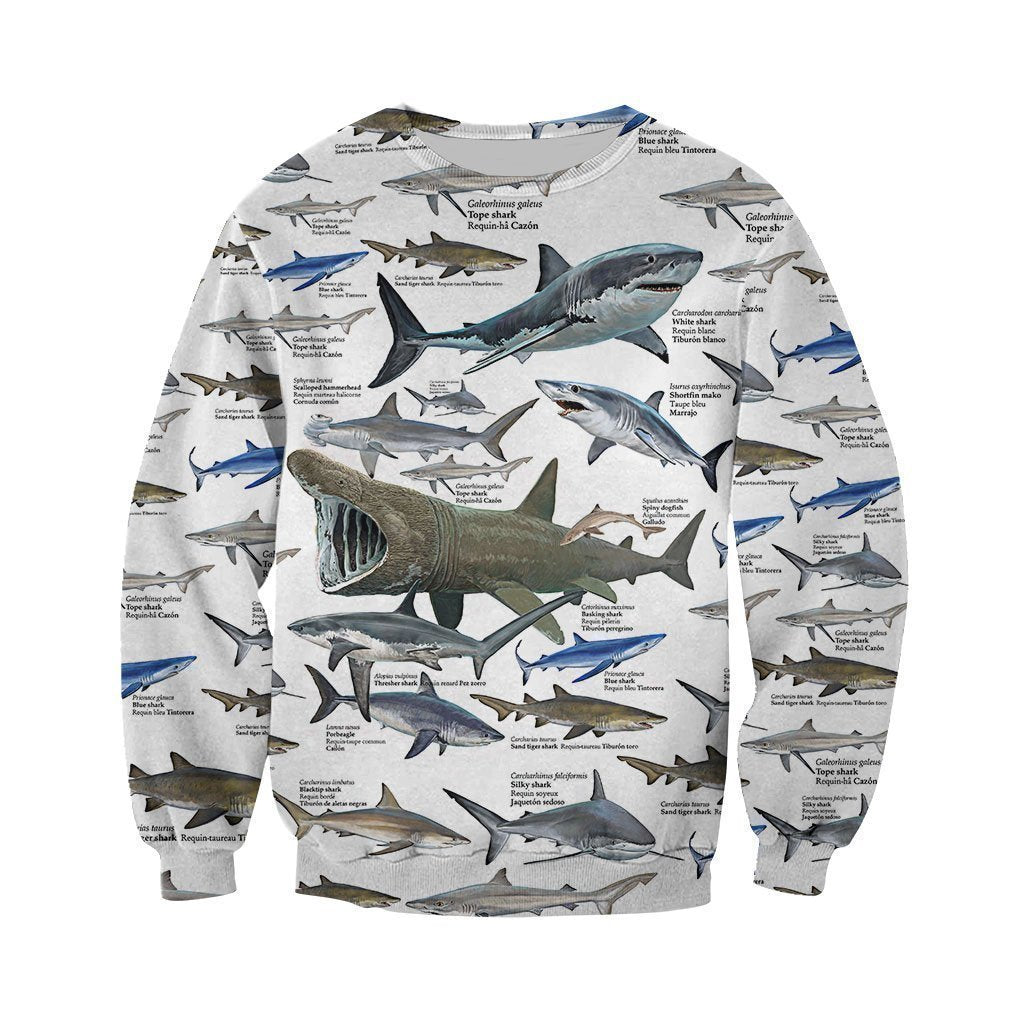 3D All Over Printed Shark Types Shirts-Apparel-HP Arts-Sweatshirt-S-Vibe Cosy™