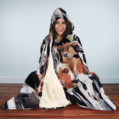 Hooded Blanket - Dairy Cattle Fabric-Hooded Blanket-wc-fulfillment-Adult 80"x55"-Vibe Cosy™