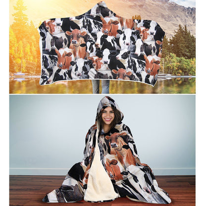 Hooded Blanket - Dairy Cattle Fabric-Hooded Blanket-wc-fulfillment-Adult 80"x55"-Vibe Cosy™
