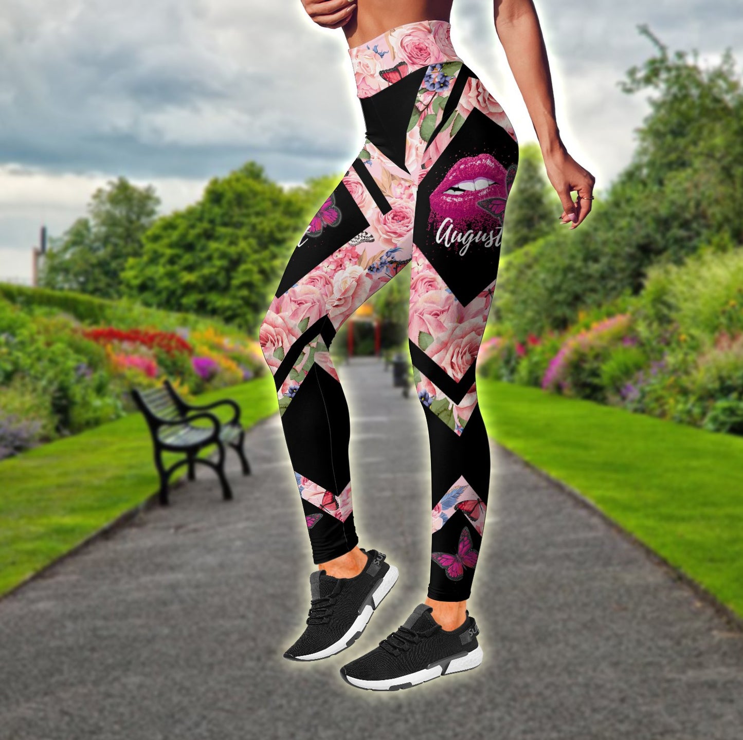 Queens are born in August Love rose combo legging+tank TR2505208S-Apparel-Huyencass-S-No Tank-Vibe Cosy™