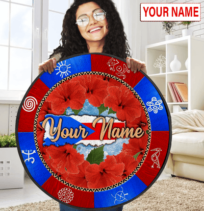 Customize Name Puerto rico Circle Rug
