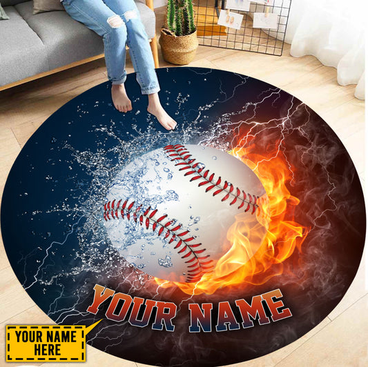 Customize Name Baseball Circle Rug NTN29052103