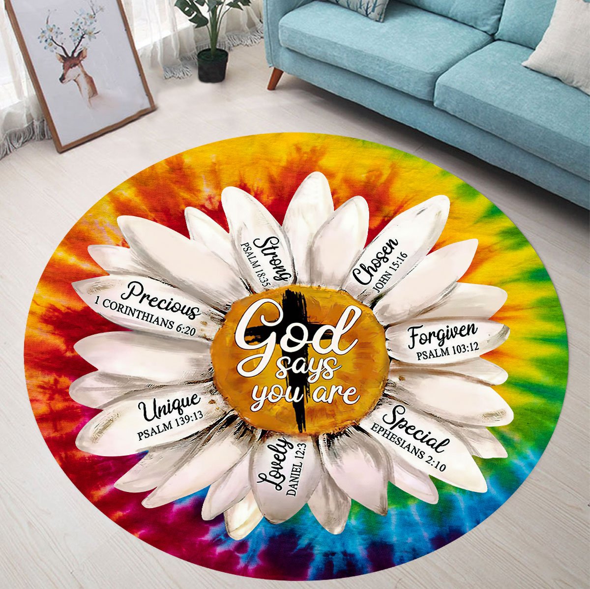 Jesus-Daisy God Say You Are Circle Rug AM19052101.S1
