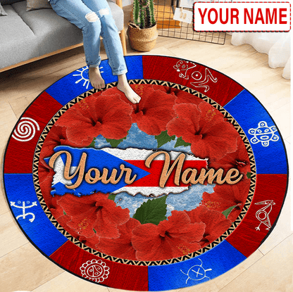 Customize Name Puerto rico Circle Rug