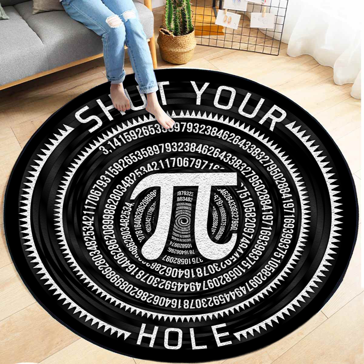Shut Your Hole Funny 3D All Over Printed Science Circle Rug