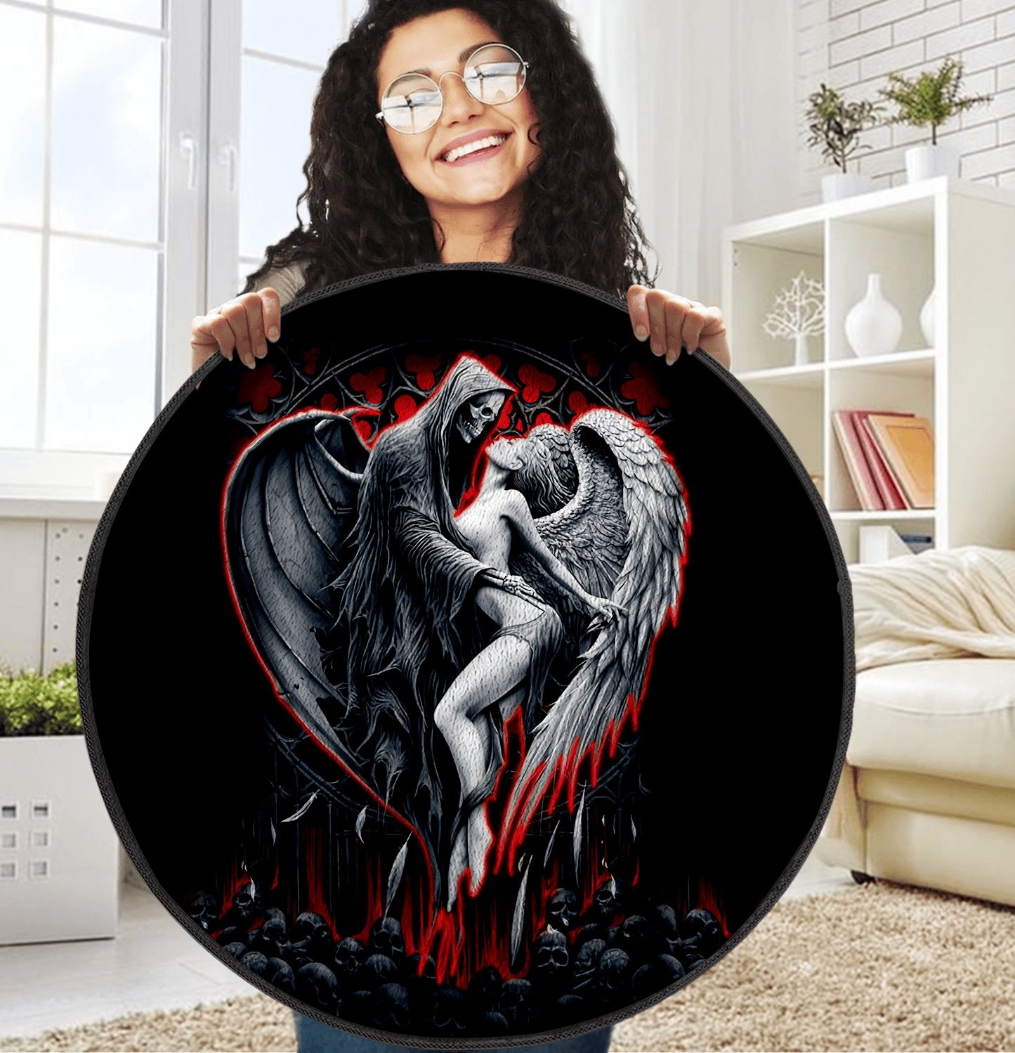 Skull and Beauty Circle Rug