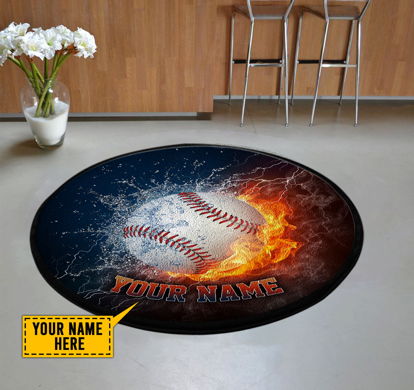 Customize Name Baseball Circle Rug NTN29052103