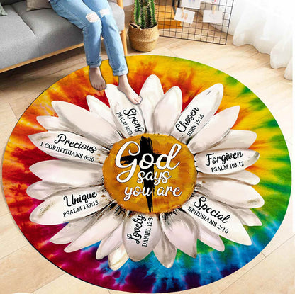 Jesus-Daisy God Say You Are Circle Rug AM19052101.S1
