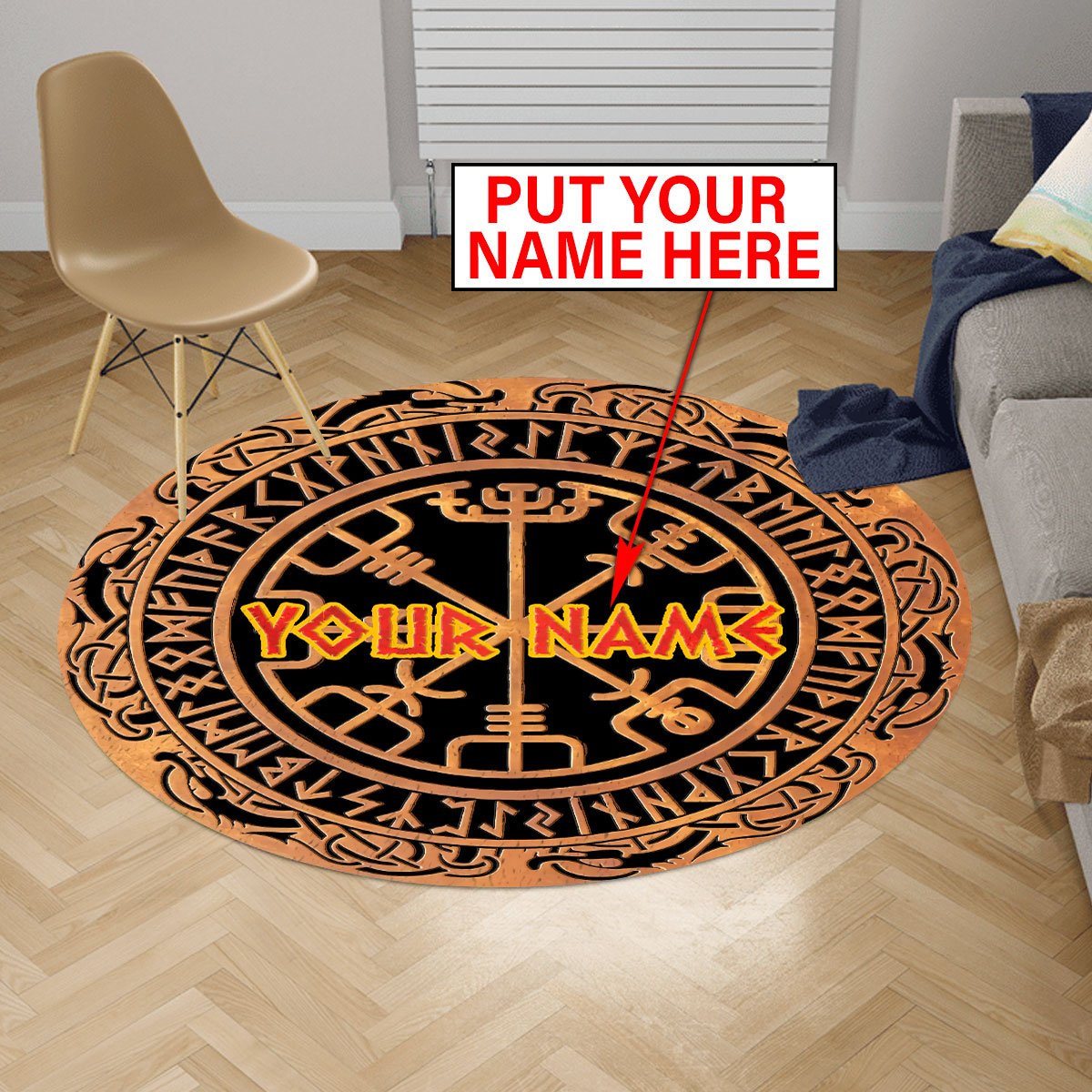 Customize Name Viking Circle Rug HHT18052104