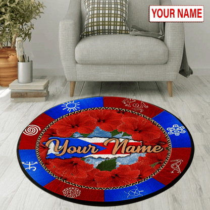Customize Name Puerto rico Circle Rug