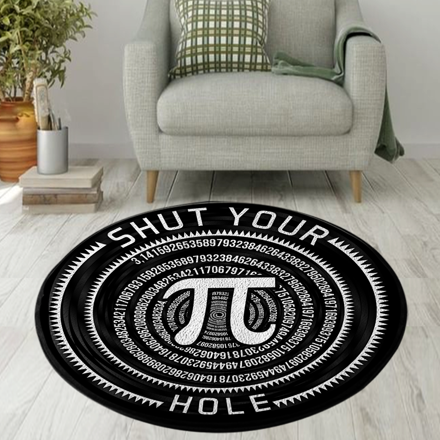 Shut Your Hole Funny 3D All Over Printed Science Circle Rug