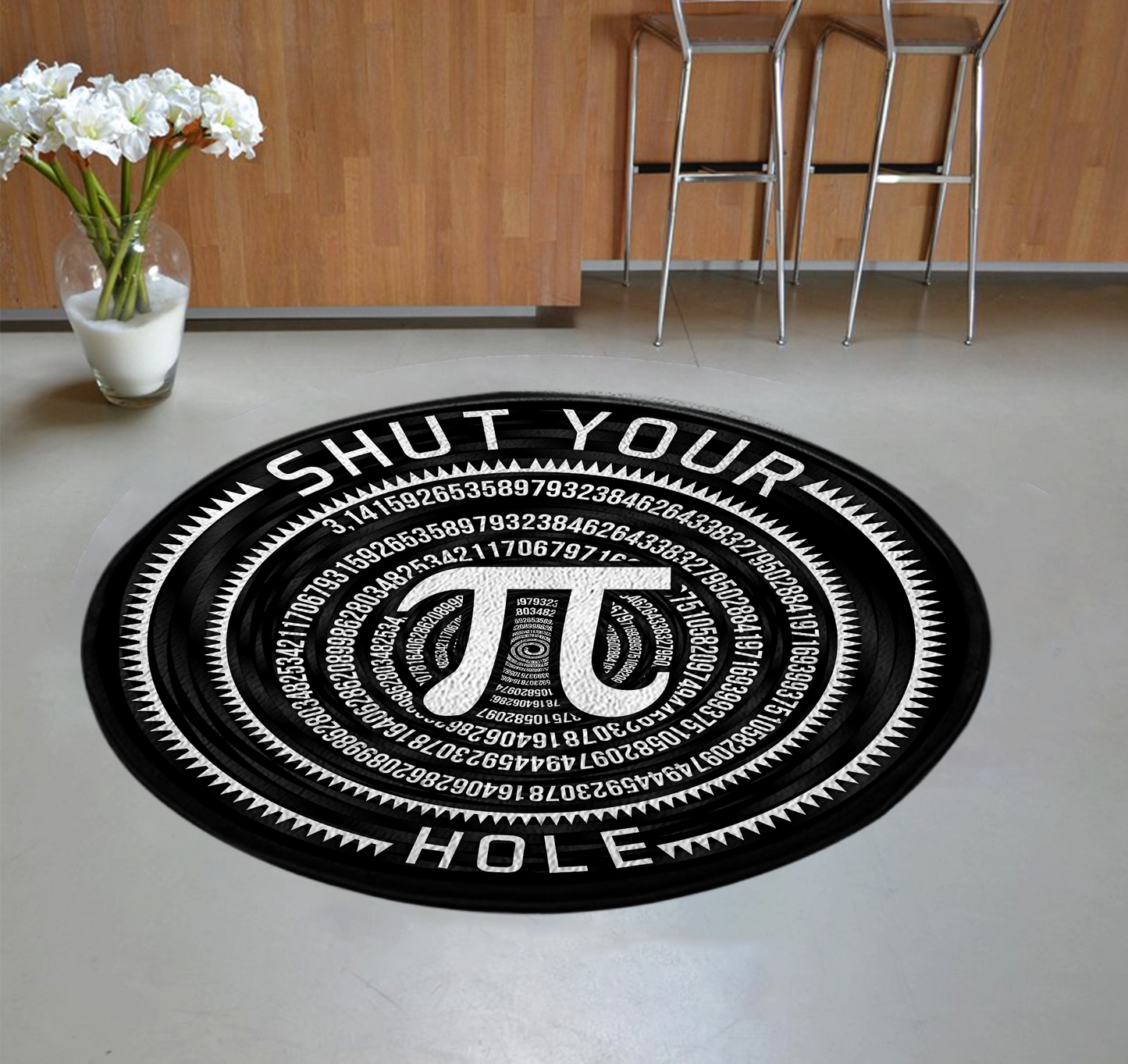 Shut Your Hole Funny 3D All Over Printed Science Circle Rug