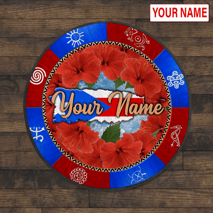Customize Name Puerto rico Circle Rug