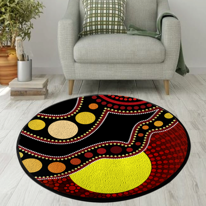 Aboriginal Flag Circle Dot Australia Circle Rug DQB14052101