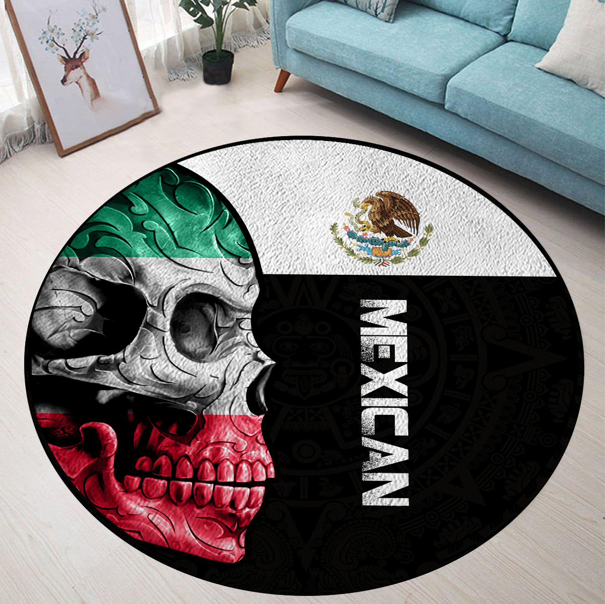 Skull Mexican Circle Rug