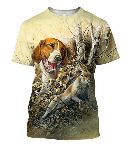 All Over Print Rabbit Hunting-Apparel-HbArts-T-Shirt-S-Vibe Cosy™