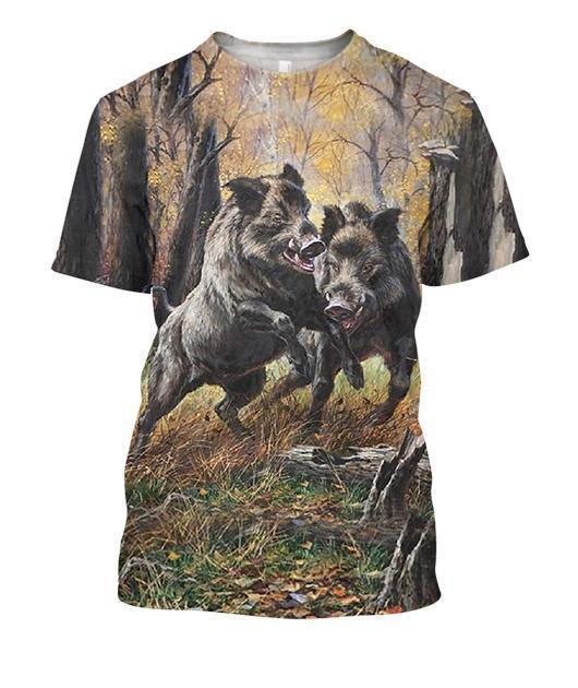 All Over Print Hunting Boar-Apparel-HbArts-T-Shirt-S-Vibe Cosy™